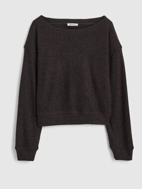 Madewell Boatneck Drop Shoulder Top in Heather Charcoal NWT